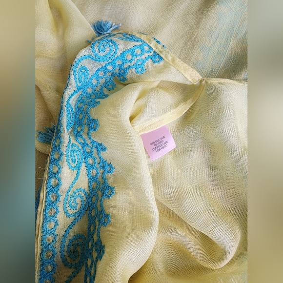 Calypso Saint Barth St. Barth silk beach cover-up 0 S M aqua yellow beachy VGUC - Picture 14 of 15